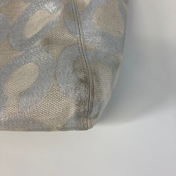 Coach 21021E Canvas silver signature print small shoulder bag ASIS - Picture 3 of 13